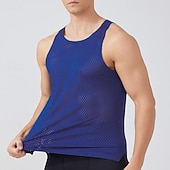billige Løpe T-skjorter og tanktopper-Herre Ensfarget Treningstank topp Singlet til jogging Gymtopp Sommer Vår Netting Ermeløs Hurtigtørkende Komprimering Fukttransport Pustende Treningsøkt Løp Vandring Jogge Blå Svart Hvit Sports