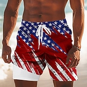  Herren 250. Jahrestag des Unabhängigkeitstages der USA am 4. Juli Amerikanische Flagge Gefütterte Shorts 2 in 1 Badeshorts Badeshorts Mittlere Taille Patriotisch Ferien Seitentaschen Mit