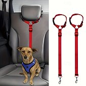 cheap Vehicle Accessories-Adjustable 2-in-1 Dog Car Safety Belt Use this rear seat harness and ring to ensure your pet's safety on the road