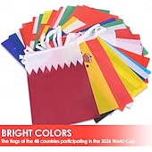 Χαμηλού Κόστους Παγκόσιος Αγώνας Ποδοσφαίρου 2026-48 χώρες με σημαίες από κορδόνι για διακοσμήσεις Παγκοσμίου Κυπέλλου Ποδοσφαίρου 2026, πανό με σημαίες διπλής όψης από ύφασμα με κορδόνι για ποδοσφαιρικό μπαρ, κλαμπ, κήπο, αθλητικό πάρτι, διακόσμηση