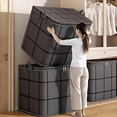 رخيصةأون تخزين الملابس-منظم لحاف وفراش مقاوم للغبار مكون من قطعتين، حقائب تخزين كبيرة قابلة للطي بمقابض معززة &amp;سحابات متينة، خزانة ملابس مقاومة للماء &amp;مساحة تخزين أسفل السرير للألحفة والبطانيات والوسائد