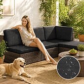 voordelige Patio Kussenshoes-4 stuks elastische kussenhoezen voor buiten, vervangende hoezen voor buitenbank, buitenbank &amp;Bankhoezen, kussenhoezen voor tuinmeubelen, wasbare en herbruikbare meubelbeschermers