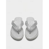 Χαμηλού Κόστους Σανδάλια Slide-γυναικεία πέδιλα σαγιονάρας με γκλίτερ ασημί με στολίδια από στρας - λαμπερά καλοκαιρινά ρούχα παραλίας για πάρτι και ειδικές περιστάσεις