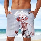 billige Retro Vintage &amp; Etikk-Herre Tegneseriefigurer Morsom Gammel mann Badeshorts Surfeshorts Medium Midje Retro / vintage utendørs Feriereise Hverdag Sidelommer Mesh fôr Elastisk snøring i midjen Designer Klær