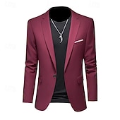 ieftine Sacouri clasice pentru bărbați-Bărbați Jachetă blazer Casual Zilnic În aer liber Elegant Modă Primăvară Toate Sezoanele POLY Culoare solidă minimalist Casul / Zilnic Un singur rând, un nasture Blazer Roz Deschis Kaki Deschis Negru