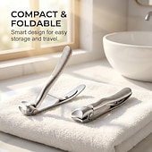 זול טיפול אישי ובריאות-קוצץ ציפורניים לגיל הזהב, קוצץ ציפורניים עם ידית ארוכה וזוויתית נגד החלקה לציפורניים עבות, קוצץ ציפורניים עם לסת רחבה ותופס לציפורניים עבות