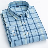 economico Camicie Button Down da uomo-Per uomo Camicia Camicia di lino Camicia elegante Camicia button-down Blocco di colori Quotidiano Affari Blu Blu chiaro Bianco Rosso Manica Lunga Collo ripiegato Tutte le stagioni Abbigliamento