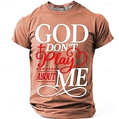 baratos Camisetas de fé-Camiseta Masculina da Bíblia Deus Não Brinca Comigo Camiseta Cristã Urbana Fé Religiosa Proteção Divina Estampa Gráfica Cruz Manga Curta Azul Marinho Roupas de Designer