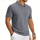 cheap Men's Classic Polo-Men's Polo Polo Shirts Casual Street Lapel Short Sleeve Basic Modern Plain Lightweight Buttons Summer Spring Regular Fit Black White Khaki Dark Grey Army Green Polo