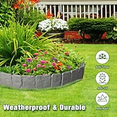 cheap Artificial Plants &amp; Flowers-20 Pcs Faux Stone Garden Edging Border Imitation Fence DIY Garden Edging Border No Dig,16 ft Lawn Edging for Landscaping,Plastic Fencing Lawn Border,Imitation Stone Fence for DIY Outdoor Patio