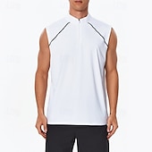 cheap Running Tee &amp; Tank Tops-Men's Solid Colored Workout Tank Top Running Tank Top Gym Tank Top Summer Spring Quarter Zipper Sleeveless Quick Dry Compression Moisture Wicking Breathable Gym Workout Running Walking Jogging Black