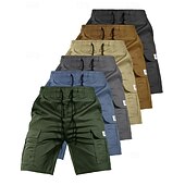 cheap Classic-Men's Tactical Cargo Cargo Shorts Shorts Casual Shorts Drawstring Pocket Elastic Waist Plain Comfort Breathable Knee Length Casual Daily Outdoor Vacation Fashion Blue Black Micro-elastic