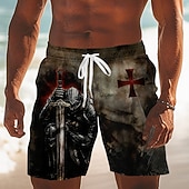  Pánské Templářští rytíři Křižáci Haç Plavecké trenýrky Plavky a plavecké kraťasy Surfovací šortky Středně vysoký pas Retro Venkovní Dovolená Na den Boční kapsy Podšívka ze síťoviny Elastická šňůrka v