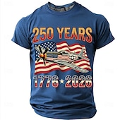  250周年 7月4日 2026年 メンズ 250年 1776-2026 P-51マスタング 戦闘機 グラフィック Tシャツ 短袖 クルーネック 愛国的 USA フラッグ 航空兵 材料 デザイナー衣料 アパレル