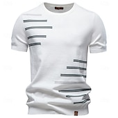 baratos camisetas básicas-Homens Camiseta Camisa de manga curta T-shirt Manga Curta Gola Redonda Verão Primavera Listrado Roupa de rua à moda Moderno Patchwork Casual Diário Ao ar livre Branco Top Tee para Homens
