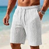 voordelige Casual korte broek-Voor heren Zomer korte broeken Strandshorts Casual korte broek Gestructureerde shorts Jacquard Trekkoord Elastische taille Effen Kleur Comfort Ademend Knielengte Dagelijks Buiten Streetwear Vakantie