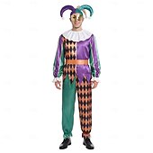 お買い得  男性用コスチューム-セット 道化師 サーカス 面白いコスチューム 成人 男性用 ハロウィーン マスカレード パーティー 祭り ドレスアップ