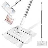 baratos Produtos de limpeza-Esfregão descartável sem contato com 2 panos reutilizáveis, mini esfregão para limpeza a seco e úmida, esfregão plano com encaixe fácil para espaços pequenos, instalação em 1 segundo.