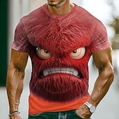  Realistisches 3D-Clown-T-Shirt für Herren mit roter Nase und herausgestreckter Zunge – witziger Allover-Print, normale Passform, lässig, alltagstauglich, Kostümparty-Geschenk, Designer-Kleidung,