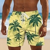  Herren Kokospalme Farbverlauf Tropische Pflanzen Badehosen Badeanzüge Badeshorts Boardshorts Mittlere Taille Hawaiianisch Outdoor Urlaub Alltagskleidung Seitentaschen Netzfutter Elastischer Kordelzug