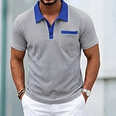 voordelige Klassieke polo voor heren-Voor heren Golfshirt Wafelgebreid poloshirt Casual liiketoiminta Klassiek Korte mouw Modieus Modern Effen Kleur Zak Kleurenblok Zomer Lente Normale pasvorm Zwart Wit Koningsblauw Groen Khaki Grijs
