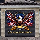 ieftine 250 de ani de la-Decorațiune pentru capacul ușii de garaj cu ocazia celei de-a 250-a aniversări a SUA, fundal pentru fotografie cu vulturul din 4 iulie, banner american 1776-2026 pentru decor patriotic al Zilei Independenței
