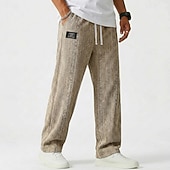 baratos calça casual-Homens Calças Calça casual Calças largas Calças texturizadas Jacquard Com Cordão Perna reta Tecido Conforto Comprimento total Casual Diário Ao ar livre Férias Moda Azul Preto Micro-Elástica