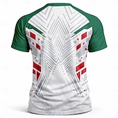  Maglia da calcio da uomo, colore Messico, bianca con maniche verdi e motivo geometrico rosso, maglia in rete traspirante, protezione UPF50+, maglietta per tifosi del torneo