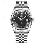 voordelige Quartz Watches-OLEVS Mens Luxury Watch Classic Green Face Two Tone Silver Gold Stainless Steel Waterproof Quartz Wristwatch with Date Luminous Hands Business Dress Fashion Watches for Men Gifts