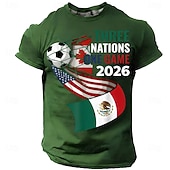economico Magliette da sport e palestra-Coppa di calcio 2026, tre nazioni, partita unica 2026, USA, Canada, Messico, pallone da calcio, porta, rete, Nord America, torneo di calcio, maglietta sportiva per tifosi, grafica, vestibilità