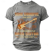  Men's Some Grandpas Take Naps Real Grandpas Play Bass Guitar Then Take A Nap Retro Bassist Vintage Graphic T Shirt Tee Regular Fit Fathers Day Gift Designer Clothing Apparel S M L XL XXL XXXL