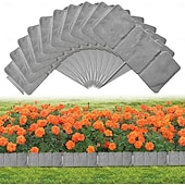 cheap Artificial Plants &amp; Flowers-20 Pcs Faux Stone Garden Edging Border Imitation Fence DIY Garden Edging Border No Dig,16 ft Lawn Edging for Landscaping,Plastic Fencing Lawn Border,Imitation Stone Fence for DIY Outdoor Patio