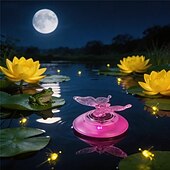 abordables Éclairage subaquatique-Lot de 2 lampes flottantes LED solaires colorées en forme de papillon et de libellule, idéales pour décorer un jardin, une fontaine, une piscine ou un bassin.