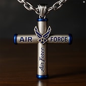 お買い得  アメリカ合衆国250周年-男性用アメリカ軍十字架ネックレス、USMC愛国記念ペンダント、決して忘れられない戦没者追悼記念日刻印入り十字架（アメリカ国旗ディテール付き）、退役軍人や戦没者への追悼ジュエリーギフト