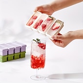 cheap Ice Cube Tray-Silicone Ice Cube Trays with Lid, Perfect for Chilling Drinks And Smoothies, Kitchen Essential Silicone Ice Trays, Food-Grade Silicone, Soft And Easy to Demould, Suitable for Frozen Drinks And Whisky