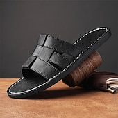 cheap Vacation Sandals-Men's Brown Slide Sandals Open-Toe Casual Summer Slippers Lightweight Comfort Beach Footwear for Vacation, Travel, Resort Wear and Everyday Warm Weather Use