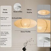ieftine Lumini insulare-Lampă pandantiv ovală wabi sabi din hârtie, stil japonez, lampă de tavan minimalistă suspendată, candelabru modern cu felinar din hârtie pentru sufragerie, dormitor, living