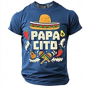  Men's Papacito Mexican Sombrero Cinco De Mayo Fiesta Funny Father's Day T Shirt Graphic Casual Short Sleeve Olive Green Chili Pepper Avocado Maracas Gift Designer Clothing Apparel S M L XL XXL XXXL