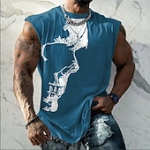お買い得  ハロウィンTシャツ-ハロウィン メンズ スカル 抽象顔 ぼろぼろ グランジ エッジー ストリートウェア ノースリーブ T シャツ タンクトップ グラフィック クルーネック マッスルフィット ジム 夏 カジュアル デザイナー 服飾 S M L XL XXL XXXL
