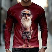 abordables Camisetas 3D-Hombre Old Man Camiseta Manga Larga Camiseta Impresión 3D Cuello Barco Camisa Casual Diario Vacaciones Calle Azul Piscina Negro Rojo Verano Primavera Otoño Ropa S M L XL 2XL 3XL