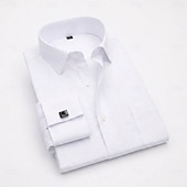 economico Camicie eleganti da uomo-Per uomo Camicia Camicia elegante Camicia con polsini alla francese Matrimonio Affari LF-16 jacquard blu Collo interno scozzese giallo LF-21 LF-17 jacquard rosa LF-18 jacquard viola Manica Lunga