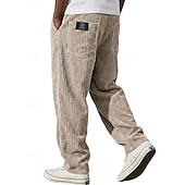 ieftine pantaloni casual-Bărbați Pantaloni Pantaloni Corduroy Pantaloni de iarnă Pantaloni casual Pantaloni largi Cordon Picior drept Culoare solidă Confort Απαλό Lungime totală Casual Zilnic În aer liber Modă Stil Clasic
