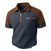 ieftine Polo clasic pentru bărbați-Bărbați Tricouri polo Waffle Polo Casual Zilnic Fermoar Quarter Zip Manșon scurt Modă De Bază Bloc Culoare cadrilat Fermoar Ușor Primavara vara Vară Primăvară Fit adaptat Negru Alb Bleumarin Kaki Gri