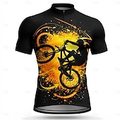 preiswerte Radtrikot Herren-Herren Radtrikot Abstrakt Fahhrad Kurzarm Fahhrad Trikot Oberteil mit 3 Gesäßtaschen UV-beständig Schnelltrocknend Mit Taschen Frontreißverschluss Sport Blau Orange Grün Bekleidung