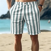 baratos Feriado-Homens Calção Shorts de linho Shorts de verão Shorts de praia Bolsos Cintura elástica Listrado Conforto Respirável Comprimento do joelho Ao ar livre Praia Feriado Férias Azul Rosa Sem Elasticidade