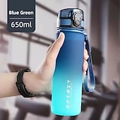cheap Water Bottles-650ML Large Capacity Sports Water Bottle Leak Proof Colorful Plastic Cup Drinking Outdoor Travel Portable Gym Fitness Jugs Durable PC Material for Cycling, Running &amp; Fitness