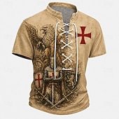  cavalieri templari armatura femminile croce rossa crociato medievale maglietta henley da uomo stampa all over allacciatura vintage fiera rinascimentale costume stilista abbigliamento abbigliamento