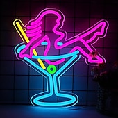levne Dekorativní světla-Neonový LED nápis pro koktejlový bar, nastavitelný jas napájený přes USB, svítící párty světlo pro vnitřní bary, restaurace, hospody, salónky, domácí bary, noční kluby, jídelny, párty a ambientní