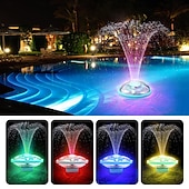 Недорогие Подводное освещение-Перезаряжаемый фонтан для бассейна с подсветкой, плавающий фонтан для надземного бассейна, насос для фонтана с якорем, модернизированный плавающий насос для фонтана в бассейне или пруду.