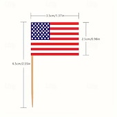 ieftine 250 de ani de la înființarea SUA-100/200 buc steaguri scobitoare în stil american, steaguri din lemn pentru scobitori, etichete alimentare cu inserții, steaguri pentru decorarea torturilor, etichete pentru vin de desert, etichete cu